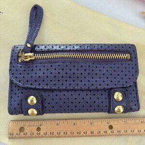 Linea Pelle Long Folding Wallet Purple Leather